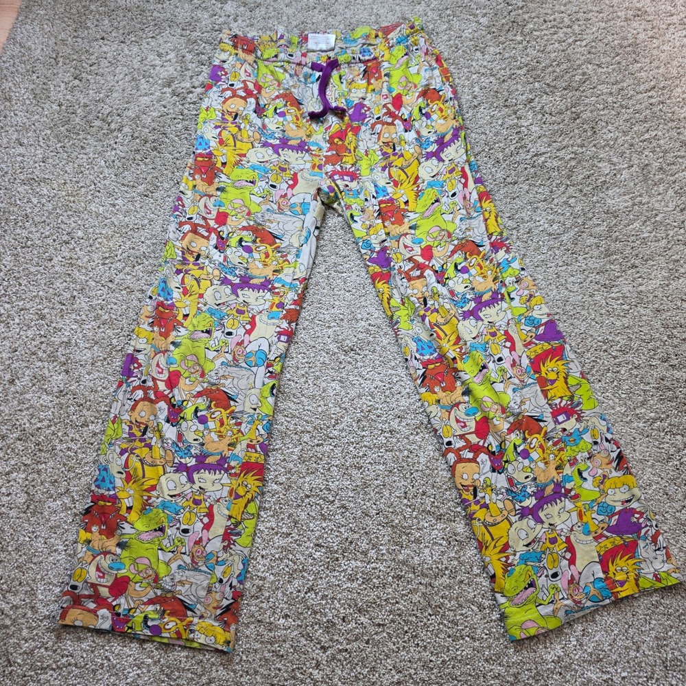 Nickelodeon Nicktoons Lounge Pants Mens Medium Cotton 90s Cartoon Print Pajamas